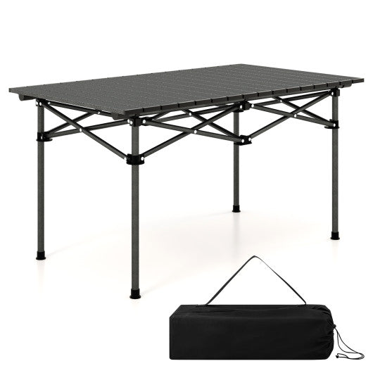 Aluminum Camping Table for 4-6 People with Carry Bag-Black