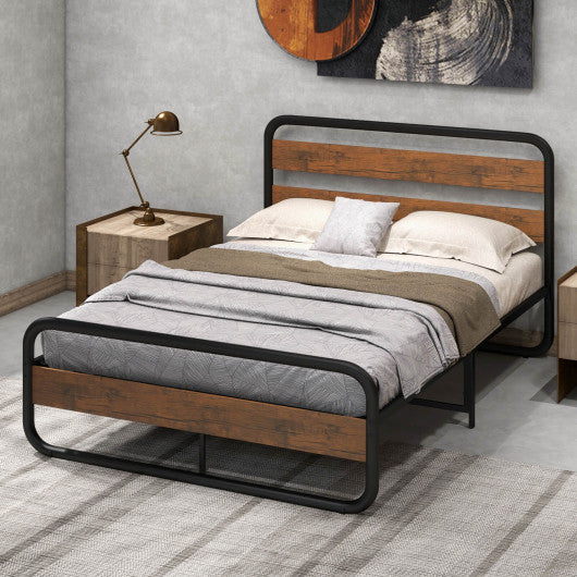 Arc Platform Bed with Headboard and Footboard-Full Size