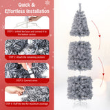 6 FT Pre-Lit Artificial Christmas Tree with 250 Cool-White LED Lights Black and White-7 ft