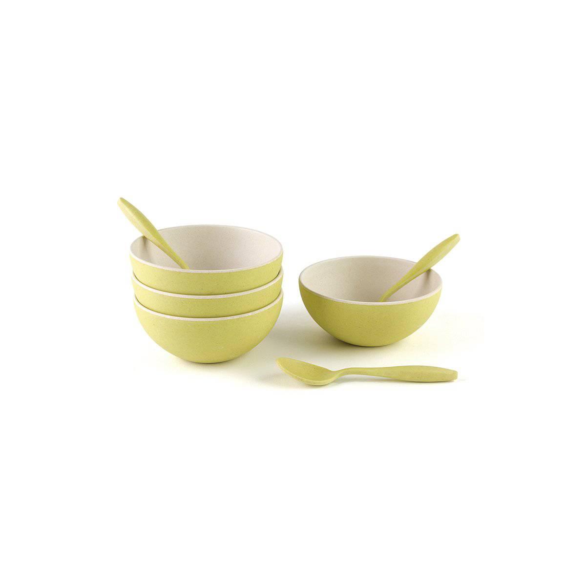 4 Small Bowls with Spoon set-Green by Peterson Housewares & Artwares