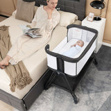 Portable Bedside Sleeper for Baby with 7 Adjustable Heights-Gray