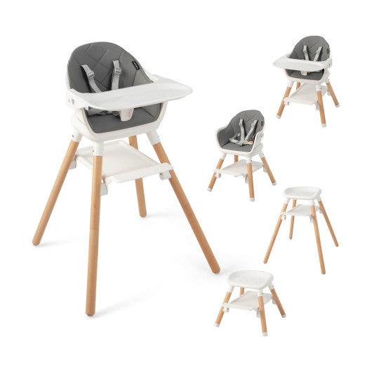 6-in-1 Baby High Chair with Removable Dishwasher and Safe Tray-White