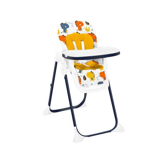 Baby High Chair Folding Feeding Chair with Multiple Recline and Height Positions-Yellow