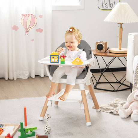 6-in-1 Baby High Chair with Removable Dishwasher and Safe Tray-White