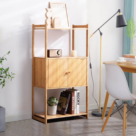 Bathroom Bamboo Storage Cabinet with 3 Shelves-Natural