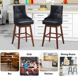 2 Pieces 29 Inch Pub Height Swivel Upholstered Bar Stools with Wood Legs-29 inches