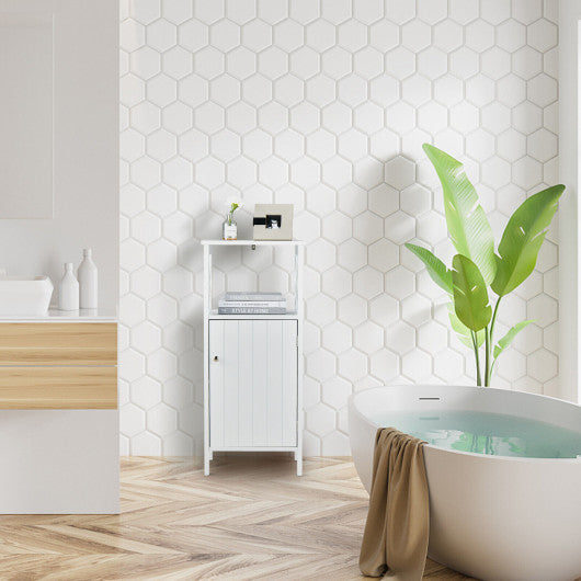 Bathroom Floor Cabinet with X-Frame and Adjustable Shelf