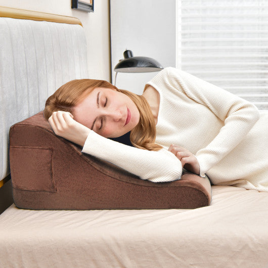 Bed Wedge Pillow with Tablet Pillow Stand and Side Pockets Brown