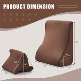 Bed Wedge Pillow with Tablet Pillow Stand and Side Pockets-Brown