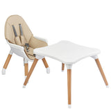 5-in-1 Baby Wooden Convertible High Chair -Khaki