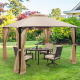 10 x 12 Feet Gazebo Replacement Top with Air Vent and Drainage Holes-Beige