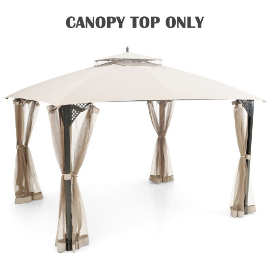 10 x 12 Feet Gazebo Replacement Top with Air Vent and Drainage Holes-Beige