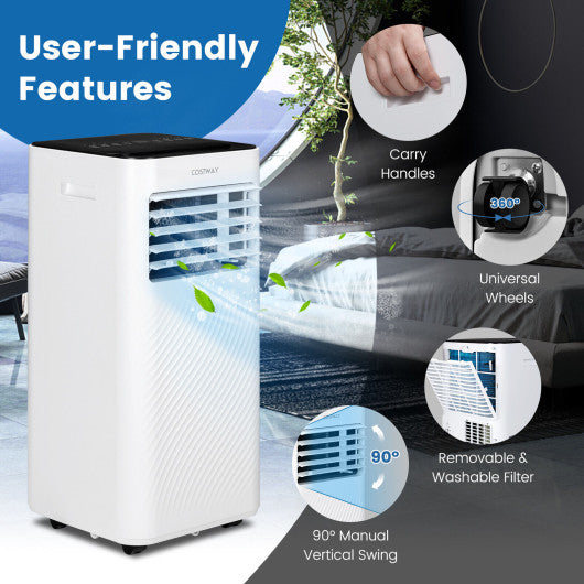 10000 BTU 4-in-1 Portable Air Conditioner with Humidifier and Sleep Mode-Black