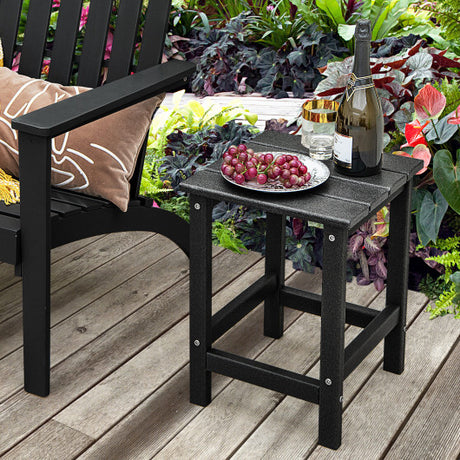 14 Inch Square Weather-Resistant Adirondack Side Table-Black
