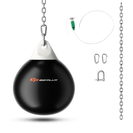 18 Inch 110 Pound Heavy Punching Water Aqua Bag with Adjustable Metal Chain-Black