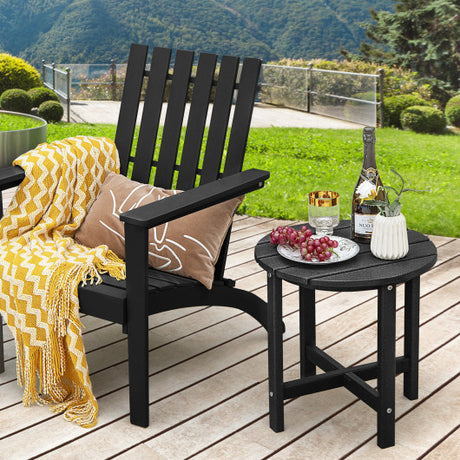 18 Inch Round Weather-Resistant Adirondack Side Table-Black