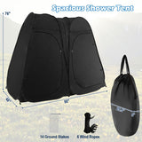 Oversized Pop Up Shower Tent with Window Floor and Storage Pocket-Black