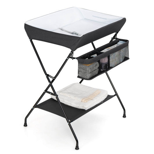 Baby Storage Folding Diaper Changing Table-Black
