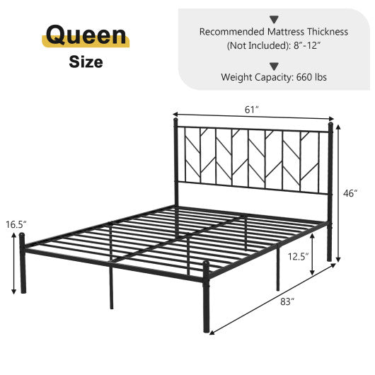 Twin/Full/Queen Size Platform Bed Frame with Sturdy Metal Slat Support-Queen Size