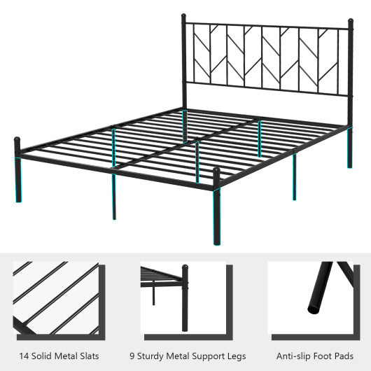 Twin/Full/Queen Size Platform Bed Frame with Sturdy Metal Slat Support-Queen Size