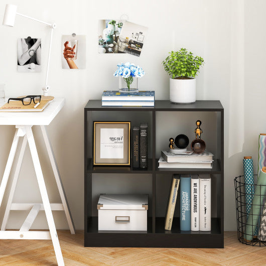 4-Cube Kids Bookcase with Open Shelves-Black