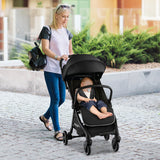 One-Hand Folding Portable Lightweight Baby Stroller with Aluminum Frame-Black