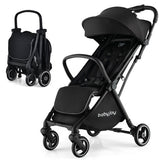 One-Hand Folding Portable Lightweight Baby Stroller with Aluminum Frame-Black