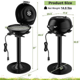 1600W Portable Electric BBQ Grill with Removable Non-Stick Rack-Black