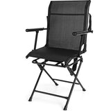 Foldable Swivel Patio Chair with Armrest and Mesh Back-Black