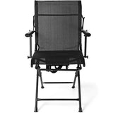 Foldable Swivel Patio Chair with Armrest and Mesh Back-Black