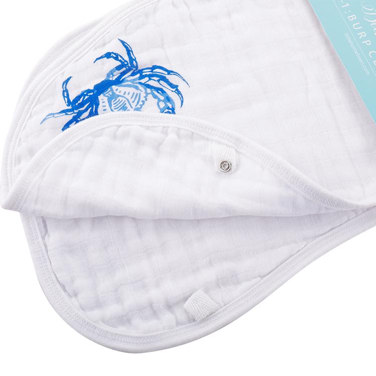 2-in-1 Burp Cloth and Bib: Blue Crab by Little Hometown - Aiden's Corner Baby & Toddler Clothes, Toys, Teethers, Feeding and Accesories