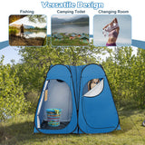 Oversized Pop Up Shower Tent with Window Floor and Storage Pocket-Blue