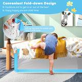 59 Inch Folding Breathable Baby Bed Rail Guard with Safety Strap-Blue