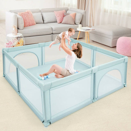 Large Infant Baby Playpen Safety Play Center Yard with 50 Ocean Balls-Blue