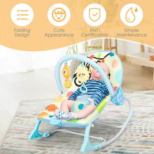 Adjustable Toddler Swing Bouncer & Rocker-Blue