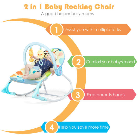 Adjustable Toddler Swing Bouncer & Rocker-Blue
