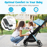 One-Hand Folding Portable Lightweight Baby Stroller with Aluminum Frame-Blue