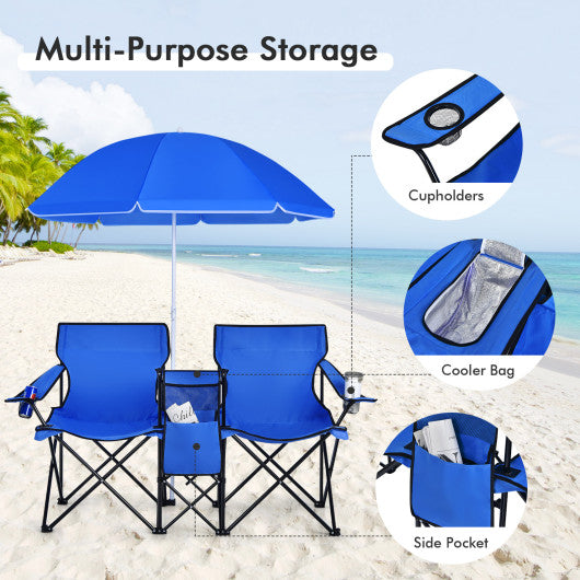 Picnic chair with store umbrella