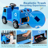 12V Kids Ride-on  Garbage Truck with Warning Lights and 6 Recycling Accessories-Blue