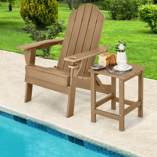 14 Inch Square Weather-Resistant Adirondack Side Table-Brown