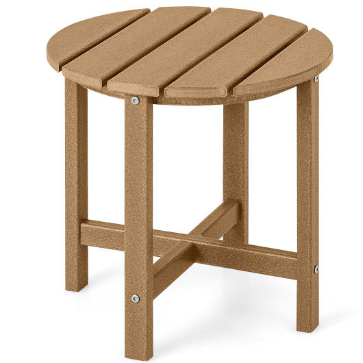 18 Inch Round Weather-Resistant Adirondack Side Table-Brown