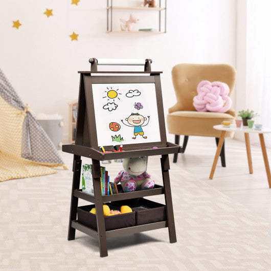 3 in 1 Double-Sided Storage Art Easel-Brown – Aiden's Corner