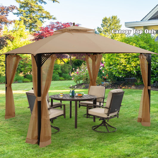 10 x 12 Feet Gazebo Replacement Top with Air Vent and Drainage Holes-Brown