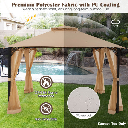10 x 12 Feet Gazebo Replacement Top with Air Vent and Drainage Holes-Brown