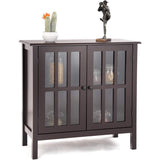 Glass Door Sideboard Console Storage Buffet Cabinet-Brown