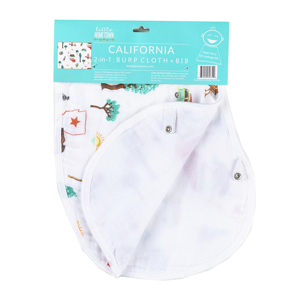 2-in-1 Burp Cloth and Bib: California Baby by Little Hometown - Aiden's Corner Baby & Toddler Clothes, Toys, Teethers, Feeding and Accesories