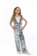 COCO With Pocketwist™  – Silver Crushed velvet Jumpsuit by Stardust