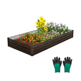 Large Outdoor Metal Planter Box for Vegetable Fruit Herb Flower-Coffee