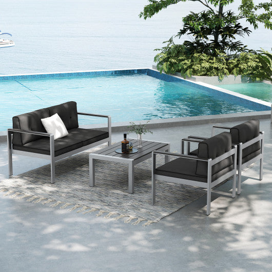 Contemporary 2-Person Sofa Chair with WPC Armrests for Balcony Backyard Porch