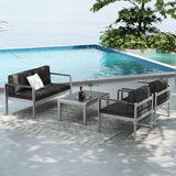 Contemporary 2-Person Sofa Chair with WPC Armrests for Balcony Backyard Porch